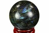 Flashy, Polished Labradorite Sphere - Great Color Play #105740-1